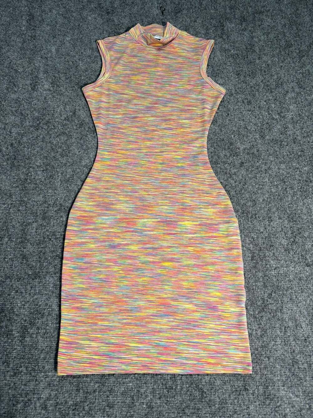 Thats So Fetch Rainbow Space Dye Mock Neck Sleeveless Bodycon Mini Dress
M139 - Picture 2 of 5